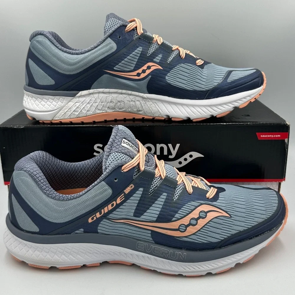 Saucony Guide ISO Running Shoes Wmn 12 Slate Peach EXCELLENT Stability Athletic